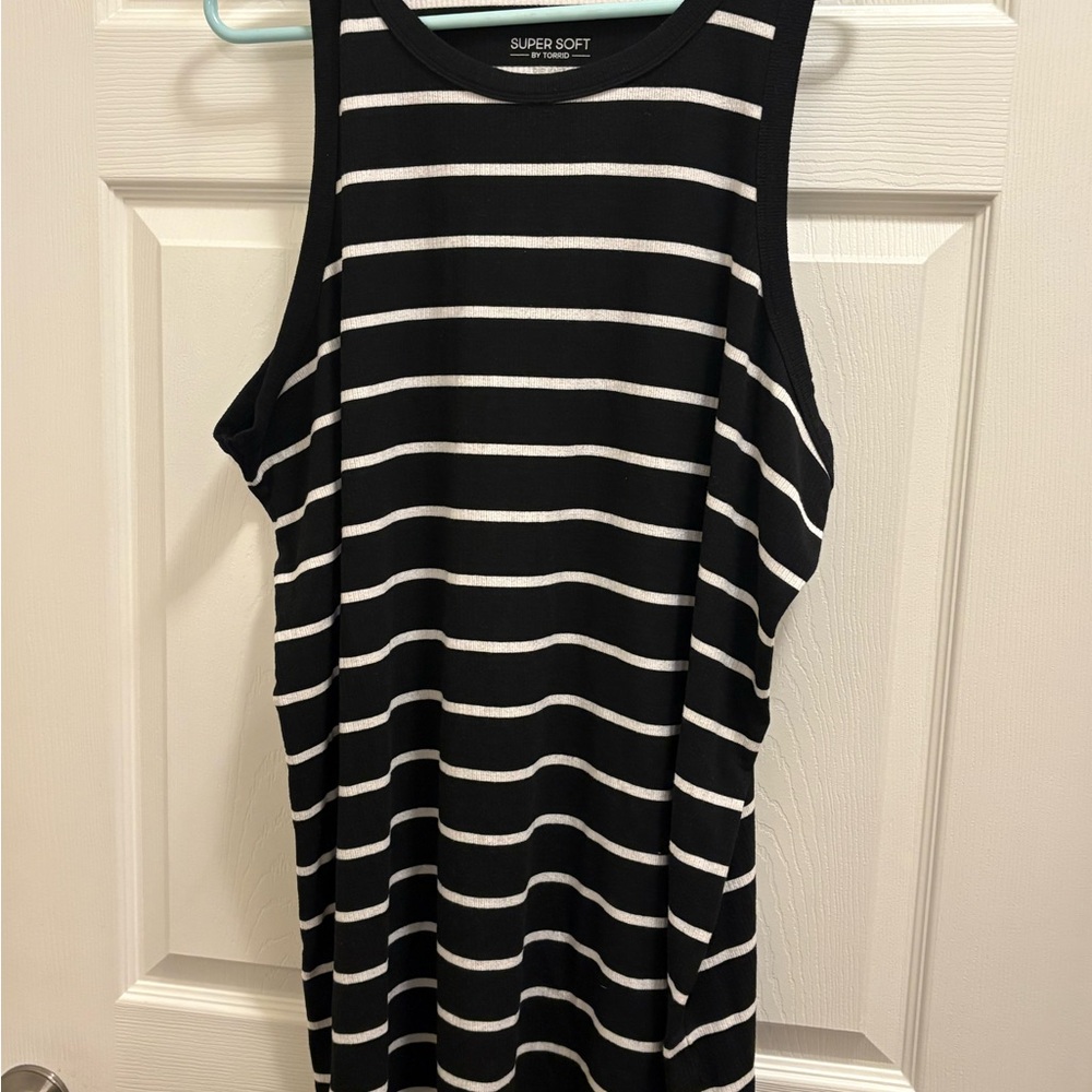 Torrid Black and White Striped Sleeveless Top
